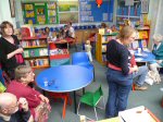 Relaxing in one of the classrooms